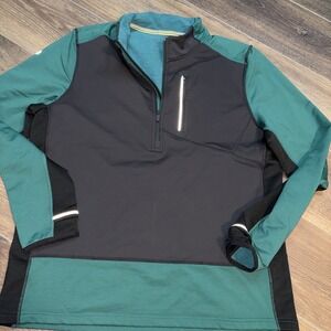 Smartwool Pullover Mens Large Green Active Fleece Wind 1/2 1/4 Zip Merino Wool